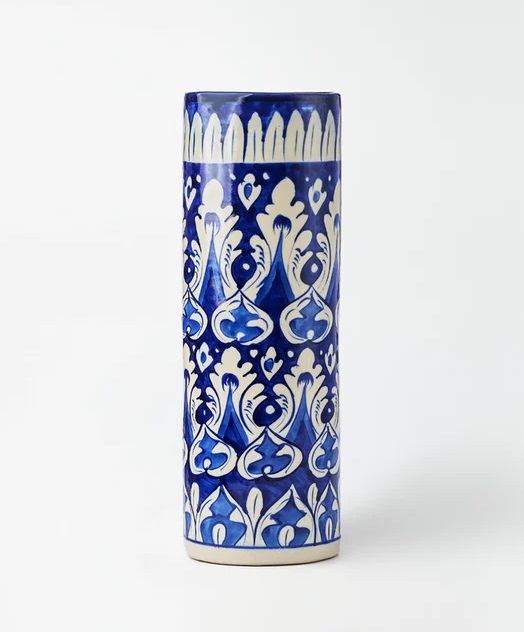 Ceramic Cylindrical Vase Blue