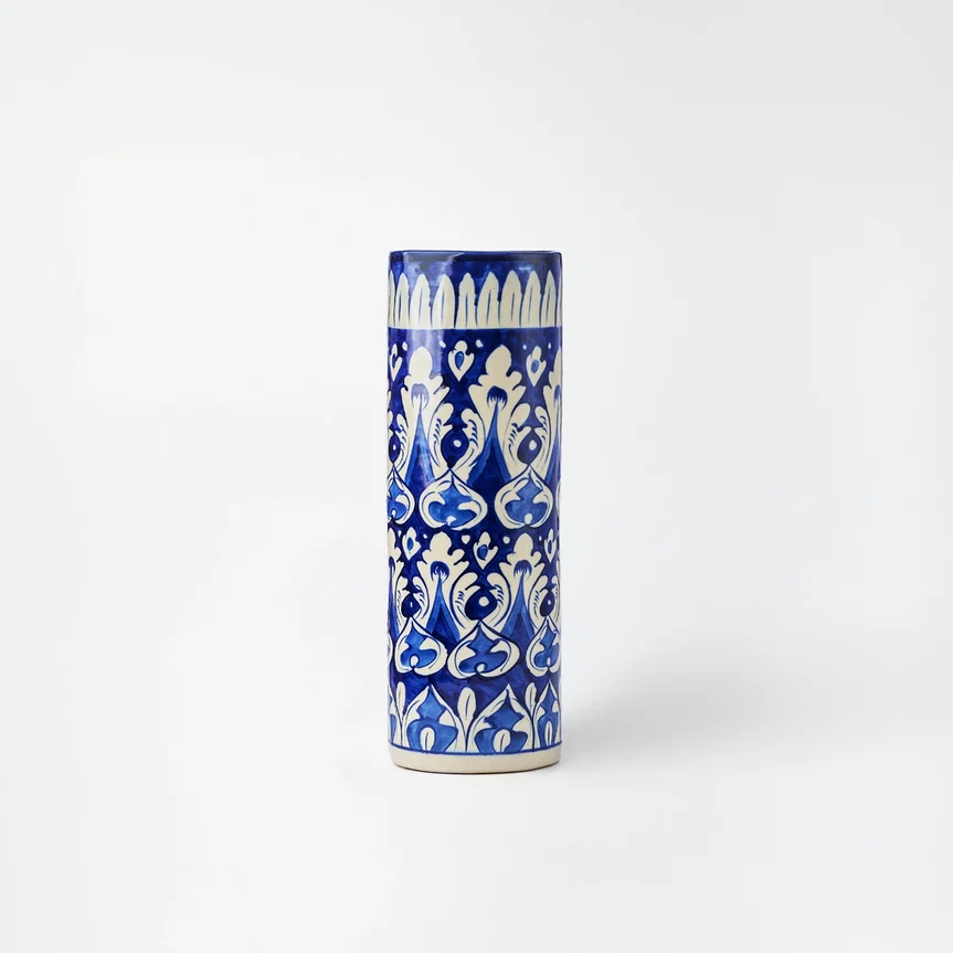Ceramic Cylindrical Vase Blue thumbnail